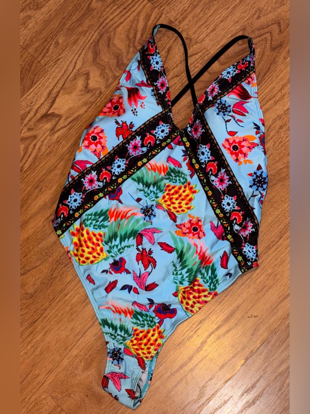 Floral Tropical One-Piece Swimsuit in Sky Blue